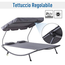 Outsunny Lettino Matrimoniale 2 Posti Prendisole Parasole Regolabile Esterno e Giardino 200 x 170 x 134cm Grigio
