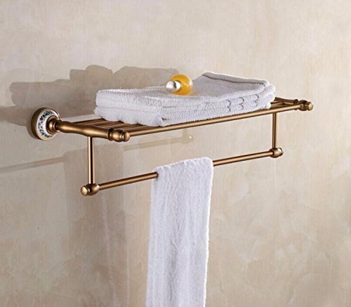 MBYW Portasciugamani Moderno Alto carico Portasciugamani Elegante da Bagno Mensola portaoggetti Porta Asciugamani, Stile Vintage, a Parete, in Alluminio, portaoggetti per Bagno, 60 * 23 cm