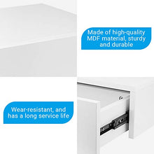 EBTOOLS - Comodino sospeso da parete con 1 cassetto, senza manici, in legno e MDF, comodino, contenitore per DVD, libri, decorazioni, cornici fotografiche bianco