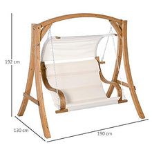 giordano shop Dondolo 2 Posti da Giardino 190x130x192 cm in Legno Sedile Imbottito Bianco Crema