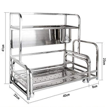 LYM &ripiano di stoccaggio Scaffale for spezie da Cucina in Acciaio Inossidabile, organizzatore for Ripiani for Uso Domestico a Doppio Strato Multifunzione -2 Strati Scaffale di Finitura