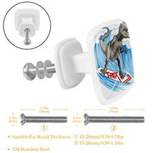 Set di 4 maniglie rotonde per armadio da cucina, credenza, cassettiera, cassettiera, con viti, per cucina, comò, armadietto, bagno, armadio T-REX Dinosaur Surf