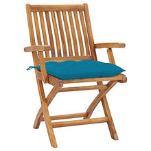 vidaXL Sedie da Giardino 2 pz con Cuscini Azzurro in Massello di Teak