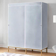 JHDDP3. Armadio in Tessuto Lampada Grigio Grigio Grigio Portatile Easy Double Hanging Asta Closet Superficie Oversize Installazione Rapida Tutta la Struttura in Acciaio Semplice Cabinet
