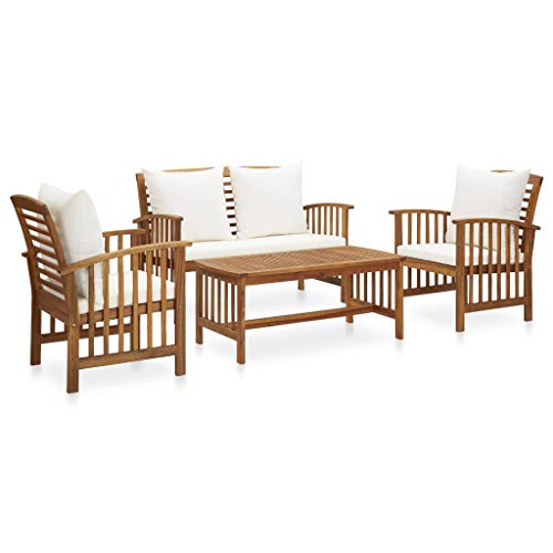 FAMIROSA Set Divani da Giardino 4 pz con Cuscini in Massello di Acacia-7975