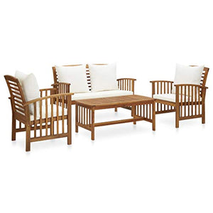 FAMIROSA Set Divani da Giardino 4 pz con Cuscini in Massello di Acacia-7975