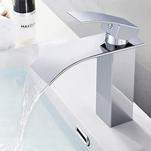 Rubinetto Lavabo a Cascata, Miscelatore Bagno in Ottone, Rubinetto Lavabo Bagno con Grande Uscita Acqua, Rubinetto Lavabo Monocomando con Acqua Calda e Fredda Disponibile