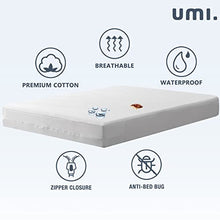 Amazon Brand - Umi Fodera coprimaterasso impermeabile con cerniera,Protezione Materasso Premium - Cotone 90x200cm(per materassi di circa 20cm)