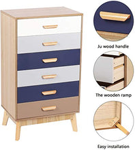 MISLD Cassettiera in Legno Camera Bagagli unità Mobili Camera da Letto Bianco (6 cassetti (Color : Natural Frame 6 Drawers)