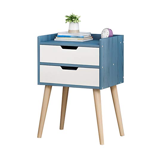 Comodino Corridoio Domestica Addensare Studio in Doppio pompaggio di Legno Solido Locker Assemblea Letto Bagno Soggiorno Multifunzione 33X28X54cm FANJIANI (Color : Blue Wood)