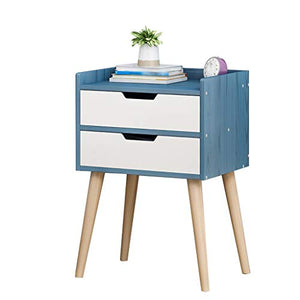 Comodini Decorazione Corridoio Domestica Addensare Studio in Doppio pompaggio di Legno Solido Locker Assemblea Letto Bagno Soggiorno Multifunzione 33X28X54cm MUMUJIN (Color : Blue Wood)