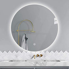 Specchio retroilluminato Illuminato, Specchio per Il Trucco Rotondo Senza Cornice a Parete, vanità, Pulsante a sfioramento (Luce Bianca/Luce Calda)