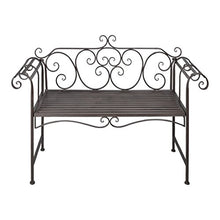 Anself Panchina da Esterno Marrone in Metallo da Giardino con Schienale con Disegno