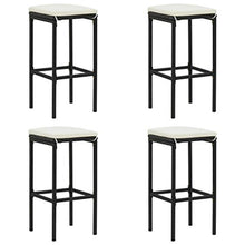 SKM Set da Bar da Giardino 5 pz con Cuscini in Polyrattan Nero (35kg)