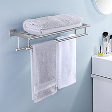 KES Mensole Portasciugamani Con Due Barre di Tovagliolo Minimalista, Acciaio INOX, Acciaio Spazzolato, A2112-2