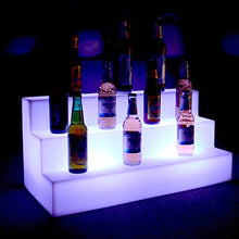 LED illuminato bottiglia del liquore display illuminato balconcino portabottiglie 3 Tier casa bottiglia bar Mensola bevande Mensole di illuminazione con telecomando lunghezza di 65 cm,16colors