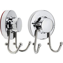 LumenTY 2 ganci a ventosa da parete con resistente acqua e ruggine, carico massimo 6 kg, per bagno e cucina, doppio gancio in acciaio inox