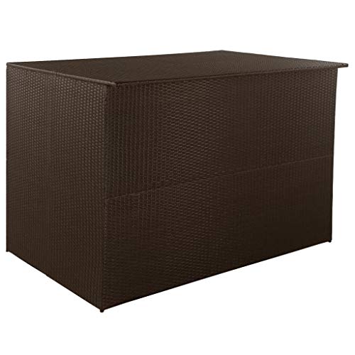 Tidyard- Baule Cassapanca da Giardino Grande Impermeabile in Rattan, Contenitore da Esterno Multiuso, con Chiusura a Cerniera, Marrone 150x100x100 cm