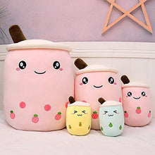 AMOZO Simpatico Cartone Animato Boba Milk Tea Morbida Bambola di Peluche, Giant Boba Bubble Plushie Farcito Tazza di tè Cuscino Regalo Giocattoli (Pink,24cm)