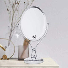 ADSE Specchio da Trucco Specchio da Tavolo con piedistallo per Camera da Letto del Bagno, ingrandimento 5X Specchio da Barba Specchio cosmetico a Doppia Faccia