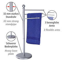 WENKO Piantana portasalviette cromo spazzolato - 3 bracci mobili, Acciaio, 48.5 x 90 x 28.5 cm, Satinato