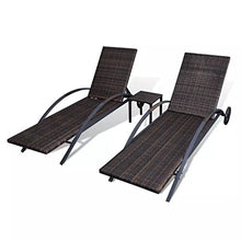 Festnight Set Lettino Prendisole/Sedie a Sdraio 3 pz in Polirattan Marrone