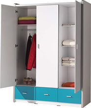 Destock - Armadio per bambini, laccato, colore: Bianco/Fucsia a 3 ante e 3 cassetti