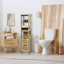 TENDANCE Mahe Armadietto Alto con Struttura in MDF con 2 cassetti e 3 Ripiani, in Legno, Rovere Bianco