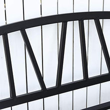Outsunny Panchina da Giardino in Metallo Nero Impermeabile, Panca da Esterno in Ferro 2 Posti, 128x56x86cm