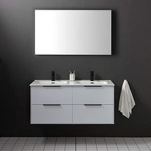 Kiamami Valentina Mobile Bagno SOSPESO 120CM Bianco Lucido con Maniglia Nero Opaco | Parigi