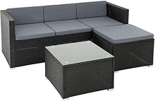 Mobili da giardino Set di divano 3 sedile, vite di sedile per il tempo libero Gruppo di vimini, rattan mobili divano set di pasto giardino set balcone set,Black