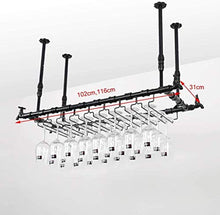 COLiJOL Portabottiglie per Vino a Soffitto Portabicchieri per Vino Rosso Portabicchieri da Appendere ad Altezza Regolabile,B,102 * 31 cm