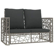 vidaXL Set Divani da Giardino 2 pz con Cuscini Foderati Lavabili Modulare Leggero Elegante Sofa con Poggiapiedi Arredi da Esterno in Polyrattan Grigio