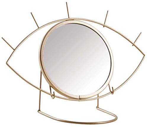 Aubry Gaspard Specchio Trucco da Tavolo, Specchio cosmetico, Specchio da Tavolo Occhio in Metallo Dorato