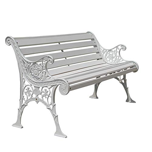 Seduta A Doghe In Legno da Esterno Panca da Terrazza da Giardino，Struttura In Ghisa E Sedili In Legno Massello Anticorrosivo,Panchina Park In Metallo Con Schienale E Braccioli,Per Passaggio Balcone