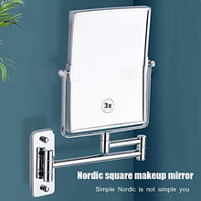 Specchio per trucco specchio quadrato per trucco da barba a parete, specchio bifacciale, con ingrandimento della superficie regolabile ed espandibile, utilizzato nei saloni di hotel