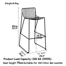 Yxsd Industriali Vintage Bar Stool impilabili Sgabelli for La Prima Colazione Pianale da cucina e la casa con schienale del sedile Spugna Black Iron moderno for Sedie da pranzo Pub è piedini del metal