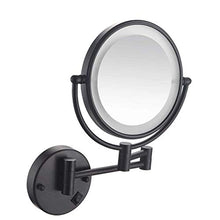 WZDD Specchio da Trucco da Parete, Specchio da Barba con Ingrandimento 5X, Specchio Cosmetico a LED Illuminato, Specchio da Bagno Rotondo, Girevole a 360°