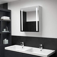 Cikonielf L'armadietto per specchio da bagno è dotato di una lampada LED da specchio con due ante e 3 ripiani interni, design moderno, pannello in MDF di alta qualità, 62 x 14 x 60 cm