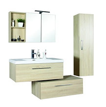 Jindoli - Mobile sottolavello, 2 cassetti, 90 cm, SDB 90 x 46 x 48 cm, colore: rovere chiaro beige