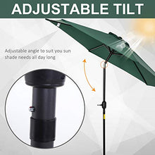 Outsunny Ombrellone da Giardino Inclinabile Spiaggia Alluminio e Poliestere Φ2.7×2.35m Verde Scuro
