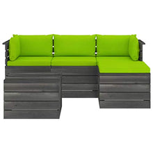 FAMIROSA Set Divani da Giardino su Pallet 5 pz con Cuscini Massello Pino-1814