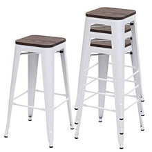 Set 4X sgabelli bistrot Design Industriale HWC-A73 Legno Metallo Verniciato Bianco