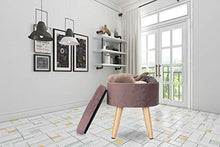 WOLTU SH27rs Pouf Contenitore Sgabello Basso Sedia Rotonda Poggiapiedi Gambe in Legno Rosa