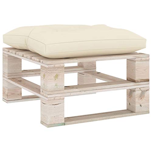 Tidyard Divano Pallet Modulare da Giardino in Legno di Pino con Cuscino 60x61,5x31 cm,Ottomana Poggiapiedi da Giardino per Esternoo con Pallet in Legno FSC Grigio,Sedia Pallet da Giardino in Legno