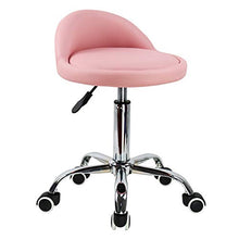 KKTONER Sgabello Rotondo in Pelle PU con Schienale Regolabile Regolabile in Altezza Sedia da Lavoro Girevole con Ruote Spa (Rosa)