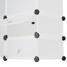 Armadio a Cubi - in Plastica, 145/180/37 cm, con 16 Scomparti Chiusi e 2 Aperti, 2 Aste Appendiabiti, Nero con Motivo e Bianco - Armadio Portatile, Armadietto Guardaroba, Ripostiglio