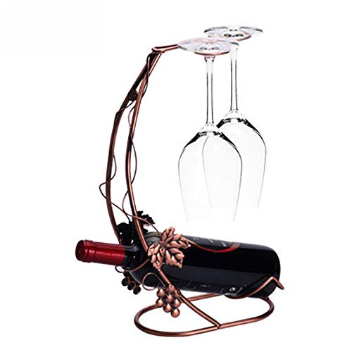 Tavolo Wine Rack Vite d'uva retrò in acciaio inox creativo portabottiglie per vino Portabottiglie per vino in vetro con supporto per la cucina Decorazione della casa Calice di vetro per piani di lavor