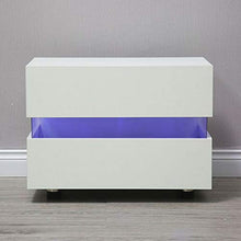 Comodino a LED lucido, con 2 cassetti, per camera da letto, soggiorno, 60 x 45 x 39 cm (bianco)