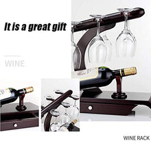 Scaffale Legno Porta Vino Portabottiglie Per Vino Pratico Scaffale Per Bottiglie Di Vino- Portabottiglie Per Decorazione Domestica, 1 Bottiglia E 6 Bicchieri Da Vino